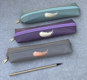 Zipped Pencil Case with Foiled Feather
