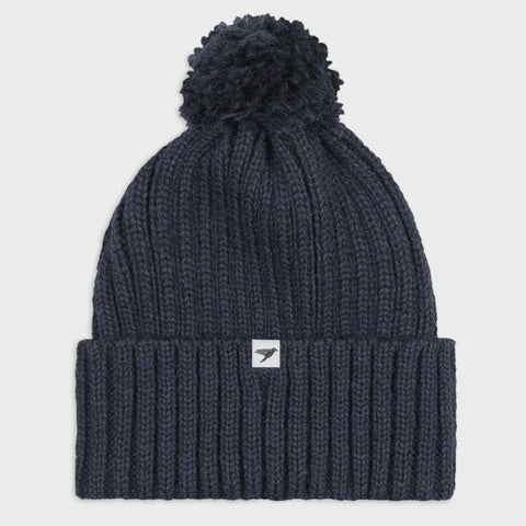 Alpaca Wool Bobble Hat/ Navy