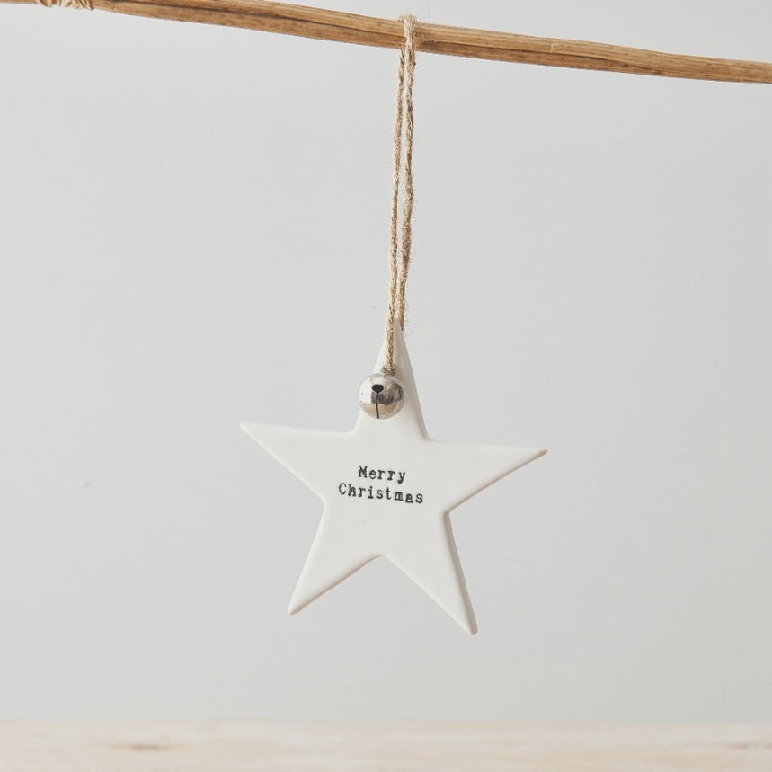 Merry Christmas Star Porcelain Decorations