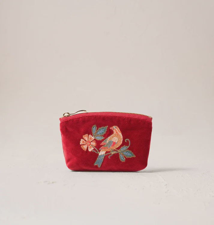 Botanical Birds Coin Purse - Rouge