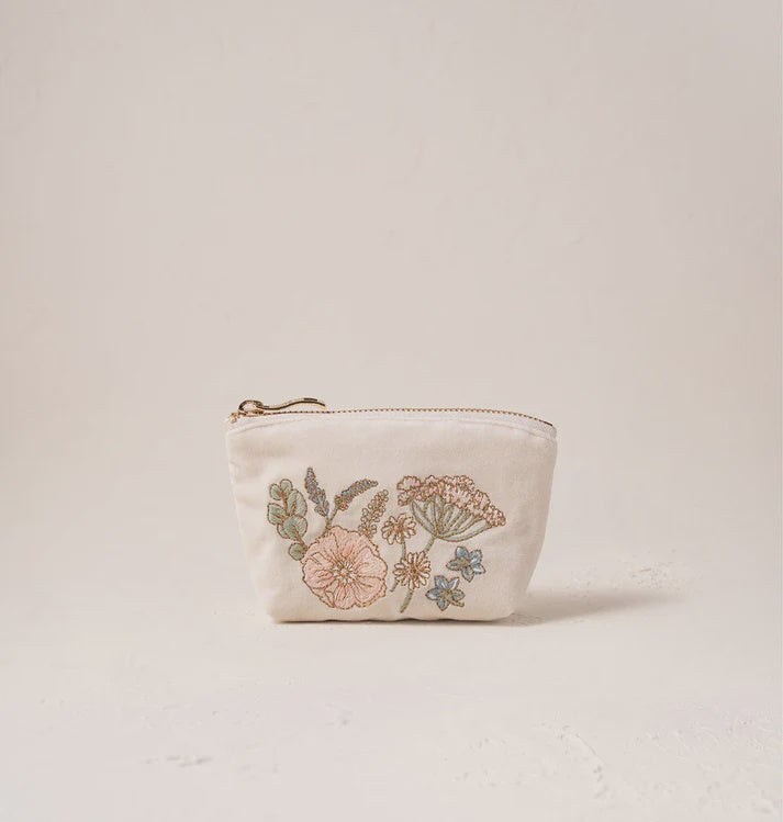 Pressed Flowers Bridesmaid Coin Purse - Cream