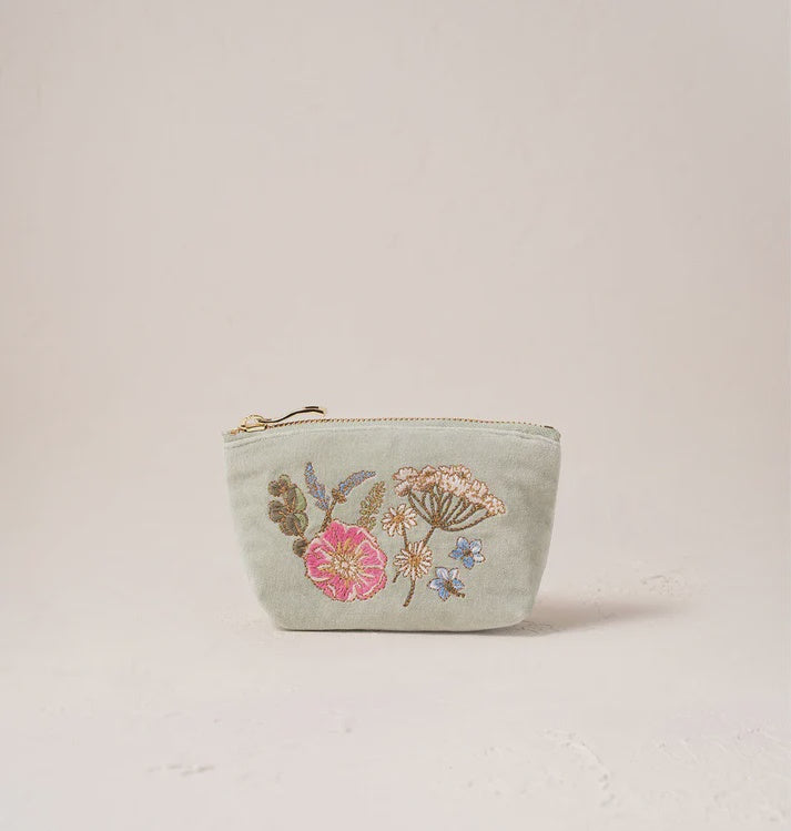 Pressed Flowers Coin Purse - Sage