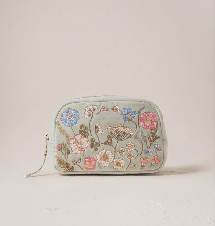 Pressed Flowers Makeup Bag - Sage