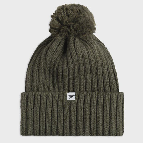 Alpaca Wool Bobble Hat/ Olive