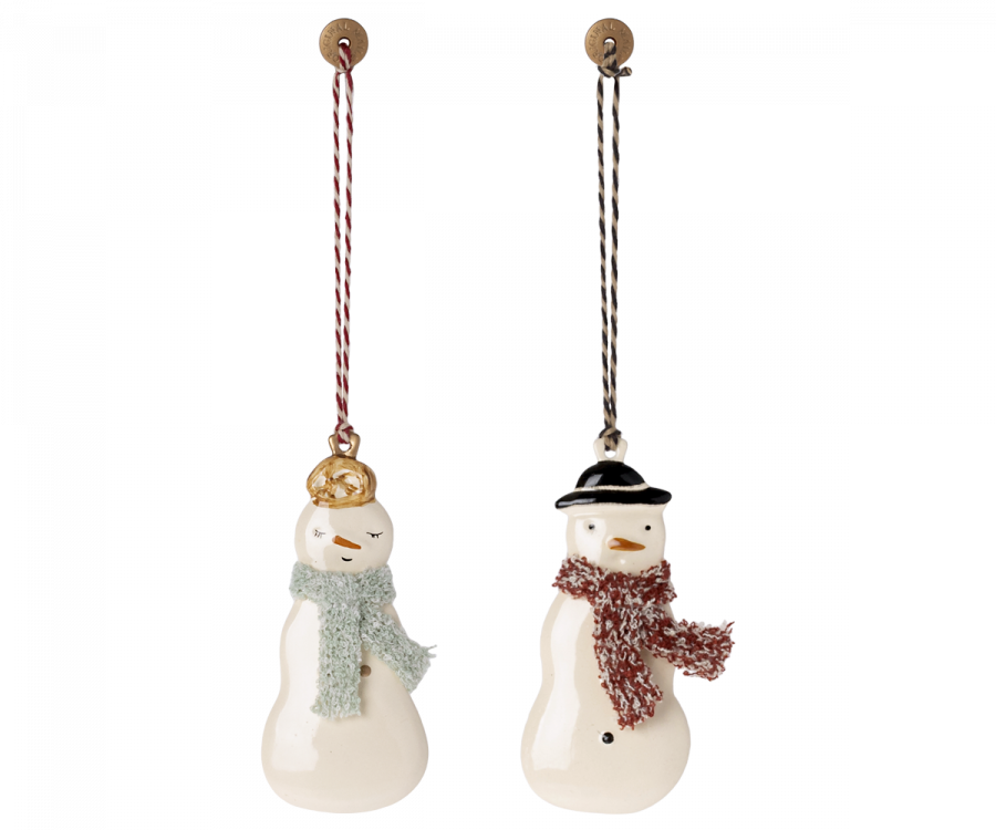 Metal Snowman Ornament - Pair