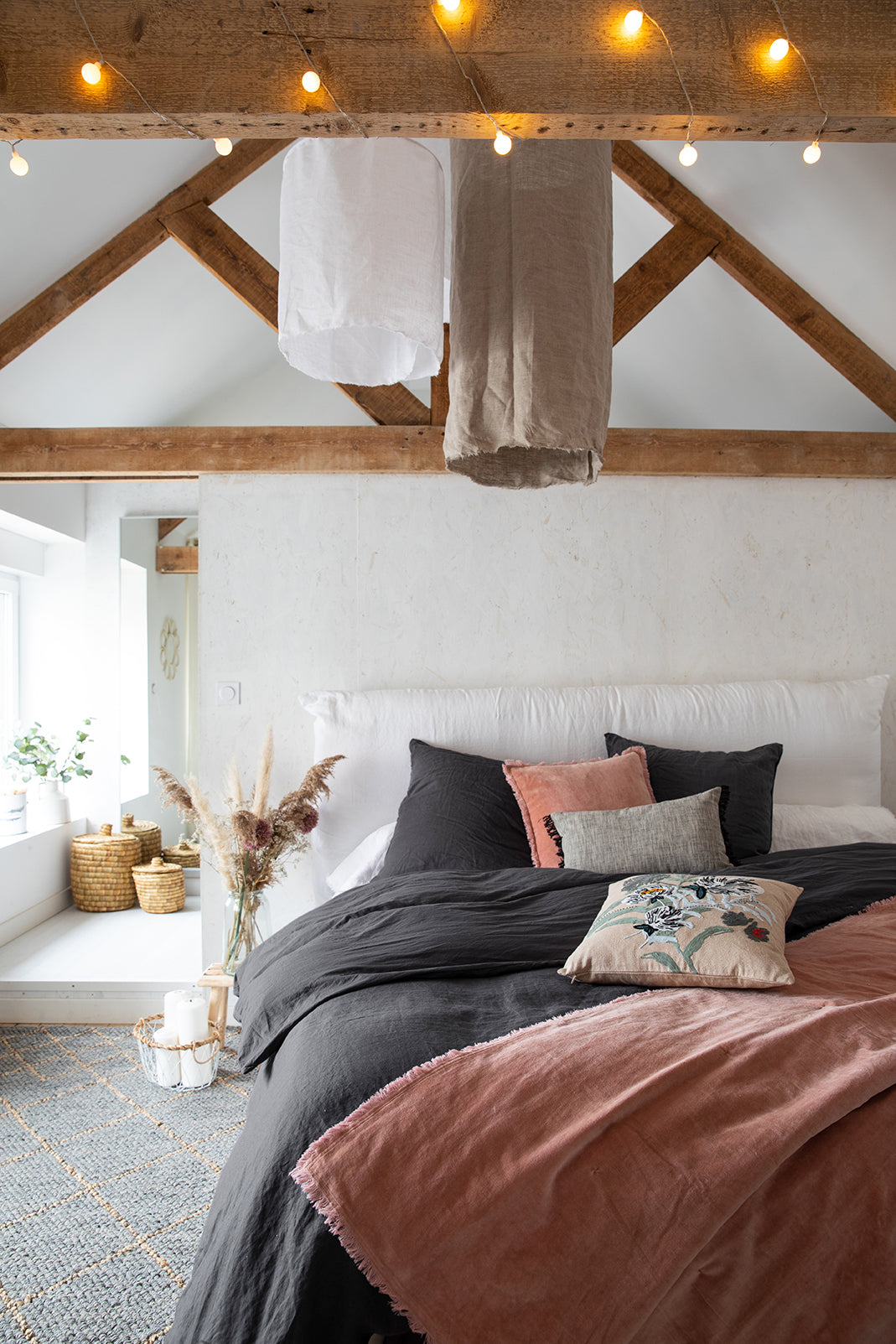 Large Square Fara Cushion Cover - Pink