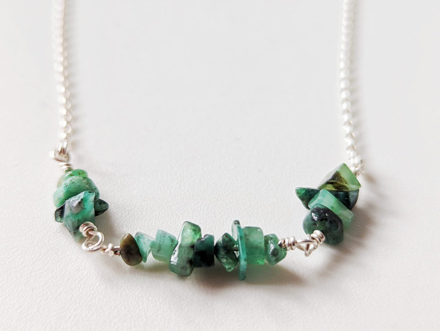 Sterling Silver and Emerald Necklace