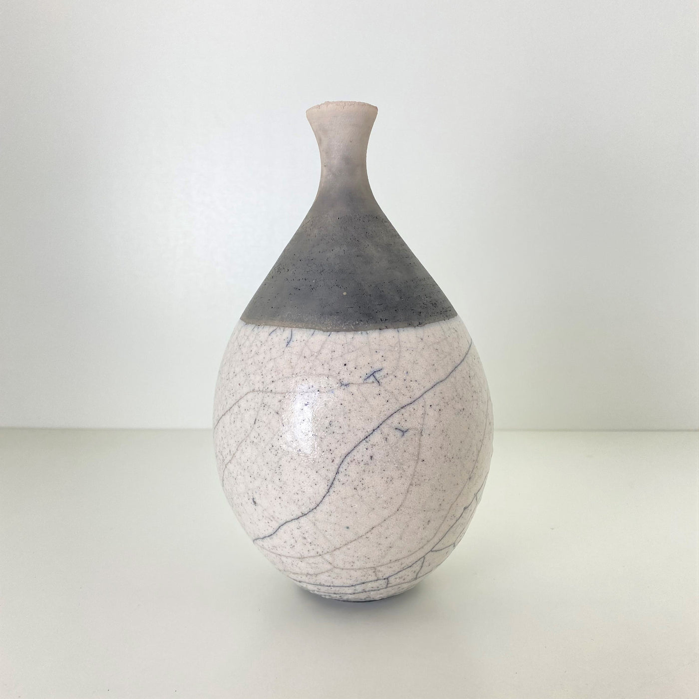 Sally Tully Stem Pot With White Raku Glaze (Large)