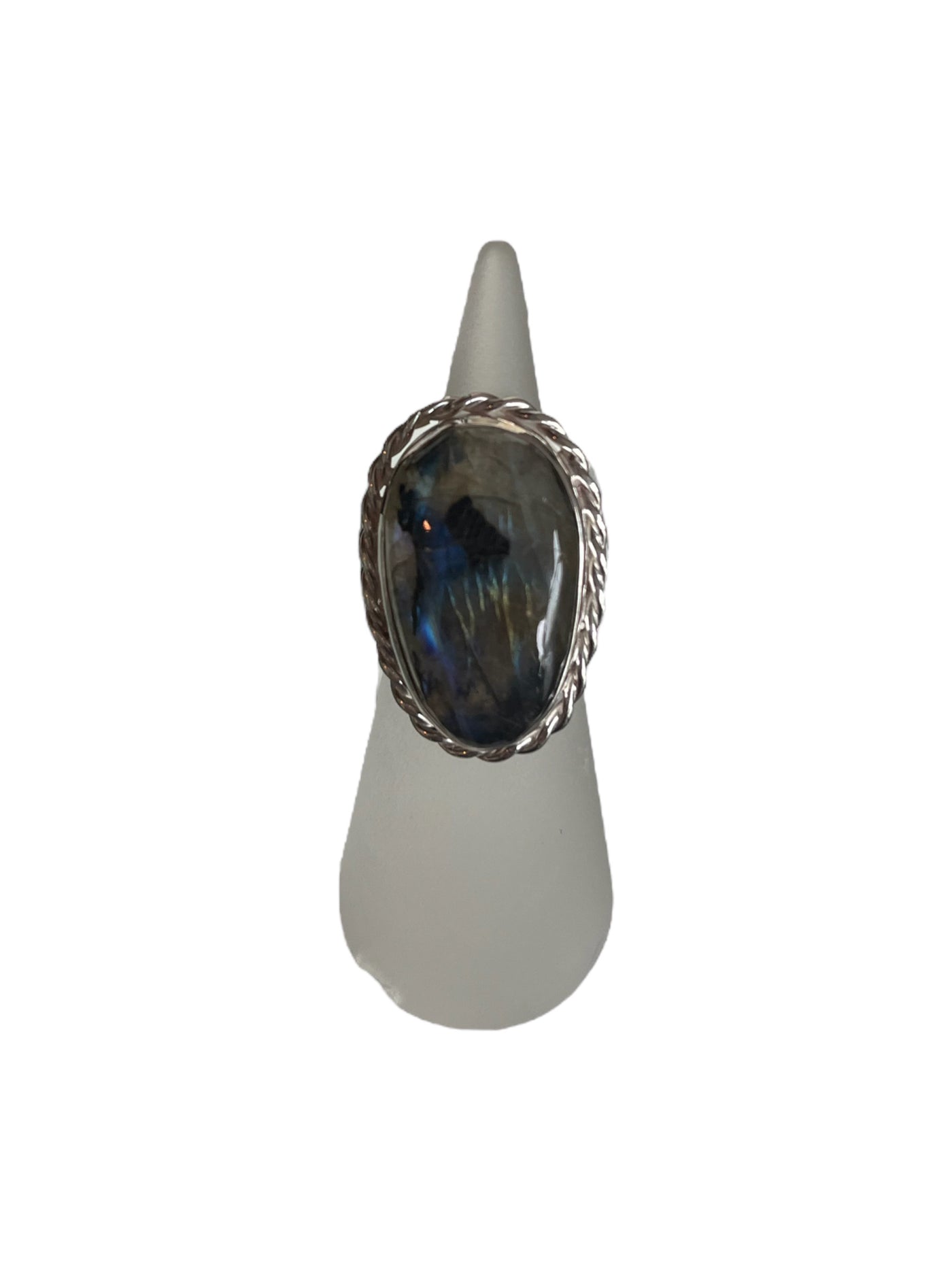 Silver Twisted Wire Labradorite Ring